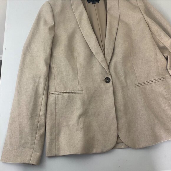 J. Crew {size 14 Tall} Parke Linen Blend Blazer Jacket Beige - Picture 2 of 11